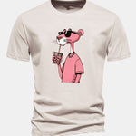 Regular Fit Pink Panther Print Cotton T-Shirt