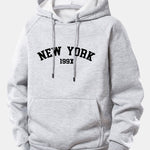 New York Print Drawstring Hoodie