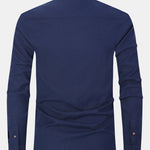 Long Sleeve Contrast Stand Collar Oxford Shirt