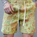 Oil Painting Floral Print Drawstring Shorts