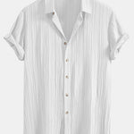 Crinkled Textured Button Up Shirt & Crinkled Textured Drawstring Shorts