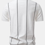 Stripe Zip Up Knitted Polo Shirt