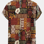 Pineapple Ethnic Hawaii Print Button Up Shirt