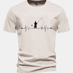 Regular Fit Fishing Man Print Cotton T-Shirt