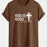 Regular Fit God Is Good Cross Print Cotton T-Shirt