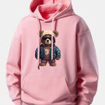 Bear In Leather Jacket Print Relax Fit Hoodie