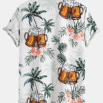 Palm Tree Beer Print Button Up Shirt