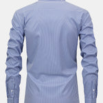 Long Sleeve Stripe Button Up Shirt & Elastic Waist Straight Leg Trousers
