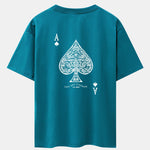 Ace Of Spades Print Drop Shoulder Oversize T-Shirt