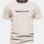 Regular Fit Never Give Up Print Cotton T-Shirt