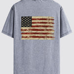 Retro USA Print Washed Distressed Drop Shoulder T-Shirt