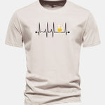 Regular Fit Beer Heartbeat Print Cotton T-Shirt