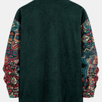 Ethnic Geometric Jacquard Patchwork Corduroy Shirt & Straight Leg Corduroy Pants