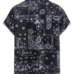 Paisley Print Button Up Shirt & Drawstring Swim Shorts