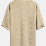 Relax Fit Geometric Jacquard V Neck Three Quarter Sleeve T-Shirt & Shorts