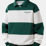 Relax Fit Milano Print Color Block Polo Sweatshirt