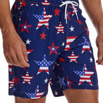 2 In 1 American Flag Star Print Swim Shorts