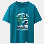 Beach Waves Print Drop Shoulder Oversize T-Shirt