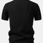 Stripe Johnny Collar Knit Polo & Straight Leg Ribbed Pants