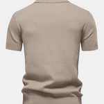 Pineapple Texture Knit V Neck Polo Shirt