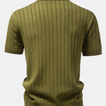 Stripe Button Up Open Knit Shirt