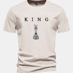Regular Fit King Chess Print Cotton T-Shirt