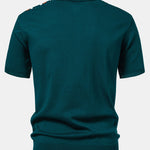 Stripe Knit Zip Up Polo Shirt & Straight Leg Ribbed Pants