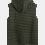 Waffle Sleeveless Hooded T-Shirt With Kangaroo Pocket