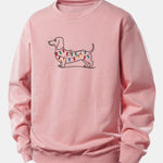 Colorful Light Strip Dog Print Relax Fit Sweatshirt