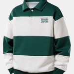 Relax Fit New York Manhattan Print Color Block Polo Sweatshirt