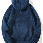 Letter Embroidery Teddy Half-Zip Hoodie