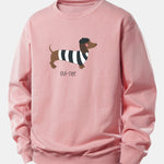 French Dachshund Print Relax Fit Sweatshirt