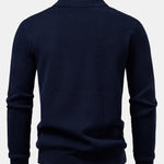 Long Sleeve Pineapple Textured Knit Polo Shirt
