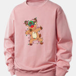 Christmas Lights Reindeer Print Relax Fit Sweatshirt