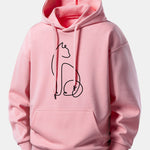 Cat Line Print Relax Fit Hoodie
