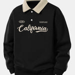 Relax Fit California Print Contrast Polo Sweatshirt