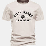 Regular Fit Dirty Hands Clean Money Print Cotton T-Shirt