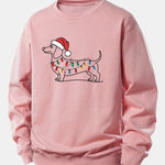 Christmas Light Dog Print Relax Fit Sweatshirt