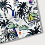 Palm Tree Sailboat Print Swim Shorts