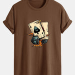 Regular Fit Dice Playing Cards Print Cotton T-Shirt