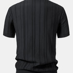 Stripe Jacquard Zipper Knit Polo Shirt