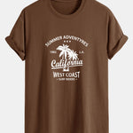 Regular Fit California Palm Tree Print Cotton T-Shirt