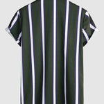 Men's Striped Print Button Casual Short Sleeve Shirt