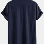 Poker Print Linen Look Contrast Button Up Shirt