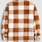 Men's Classic Plaid  Fluffy Faux Fur Single Pocket Button Lapel Jacket