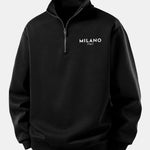 Relax Fit Milano Print Quarter Zip Sweatshirt