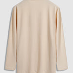 Men's solid color textured pit round neck long-sleeved T-shirt