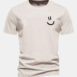 Regular Fit Smiley Face Print Cotton T-Shirt
