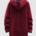 Men's Fleece-lined thickened knitted zipper Long  hooded jacket