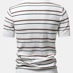 Stripe Waffle Zipper Knit Polo